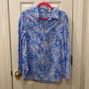 EUC Lilly Pulitzer Turtlely Awesome Button Down Top